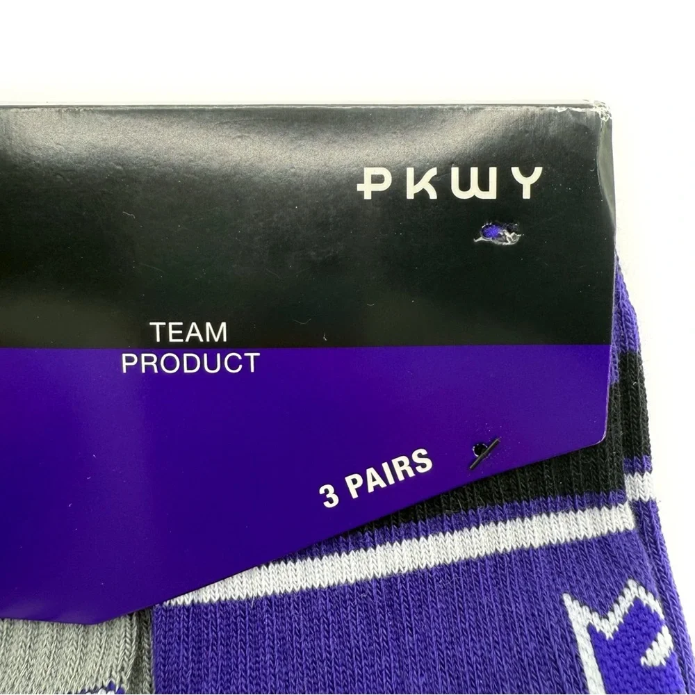 Sacramento Kings Mens Crew Socks NBA Basketball Purple Black Gray Fan Gear Gift